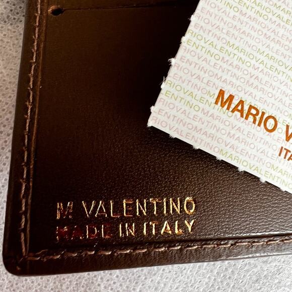 Mario Valentino Vintage Brown PVC Logo Wallet, 4.25"x4"x1" - Picture 6 of 12
